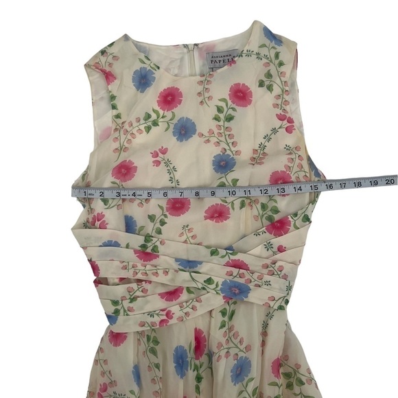 Adrianna Papell Cream Pink Floral Sleeveless Silk Maxi Dress Size 10 Women’s - Picture 4 of 6